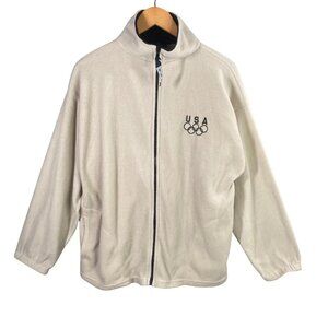 USA Olympics Jacket Mens Large Fleece Full Zip Made In USA Winter Sports Team